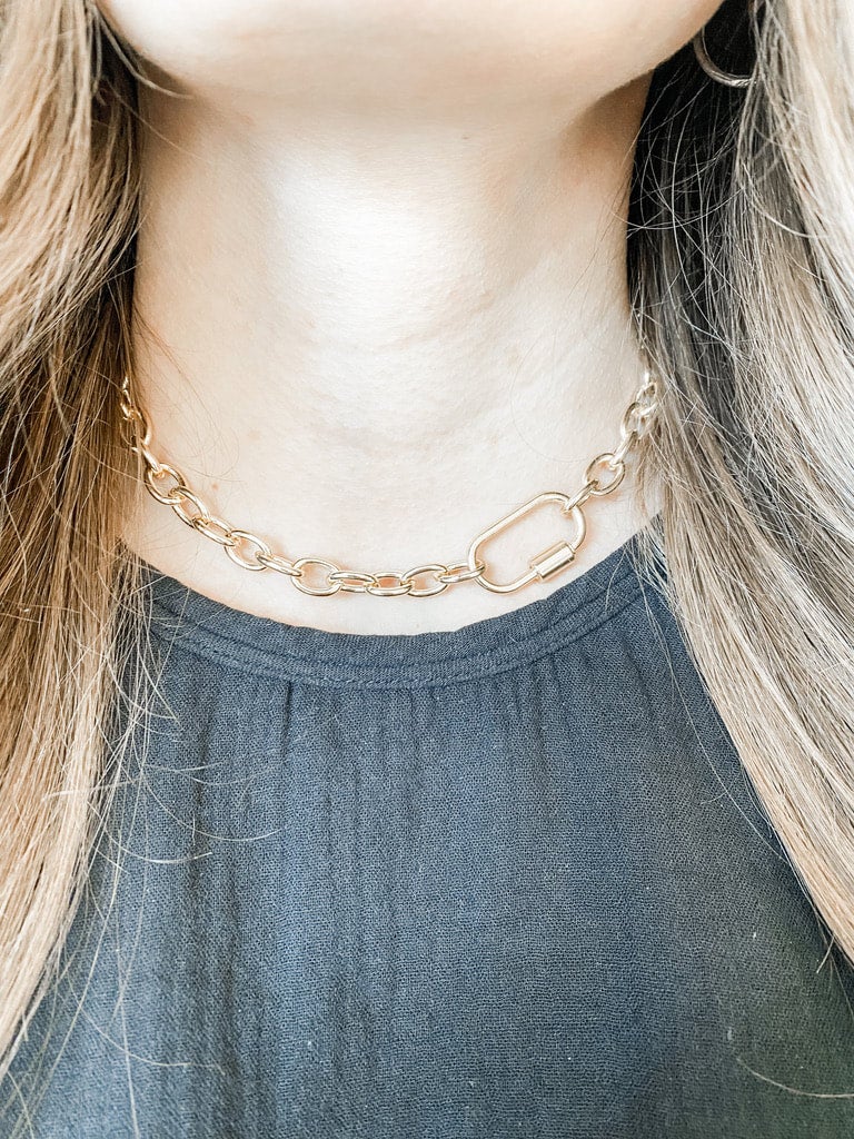 Chunky Gold Carabiner Necklace